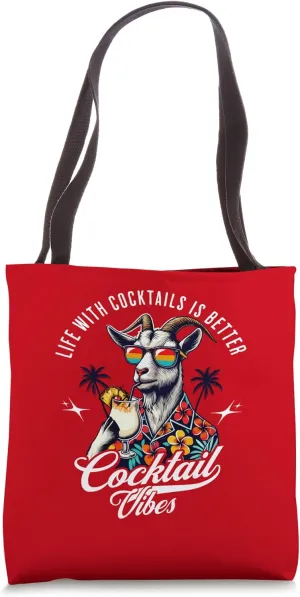 Cool goat with glasses, Hawaii garment, cocktail vibes Tote Bag