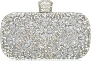 Covelin Women's Rhinestone Decorated Evening Bag, Tote Shoulder Crossbody Handbag with Chain
