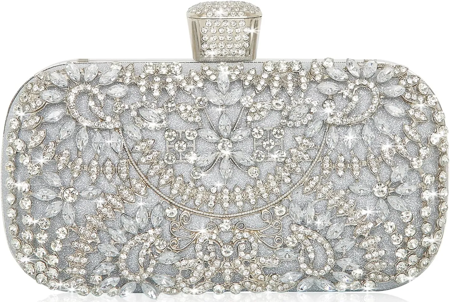 Covelin Women's Rhinestone Decorated Evening Bag, Tote Shoulder Crossbody Handbag with Chain