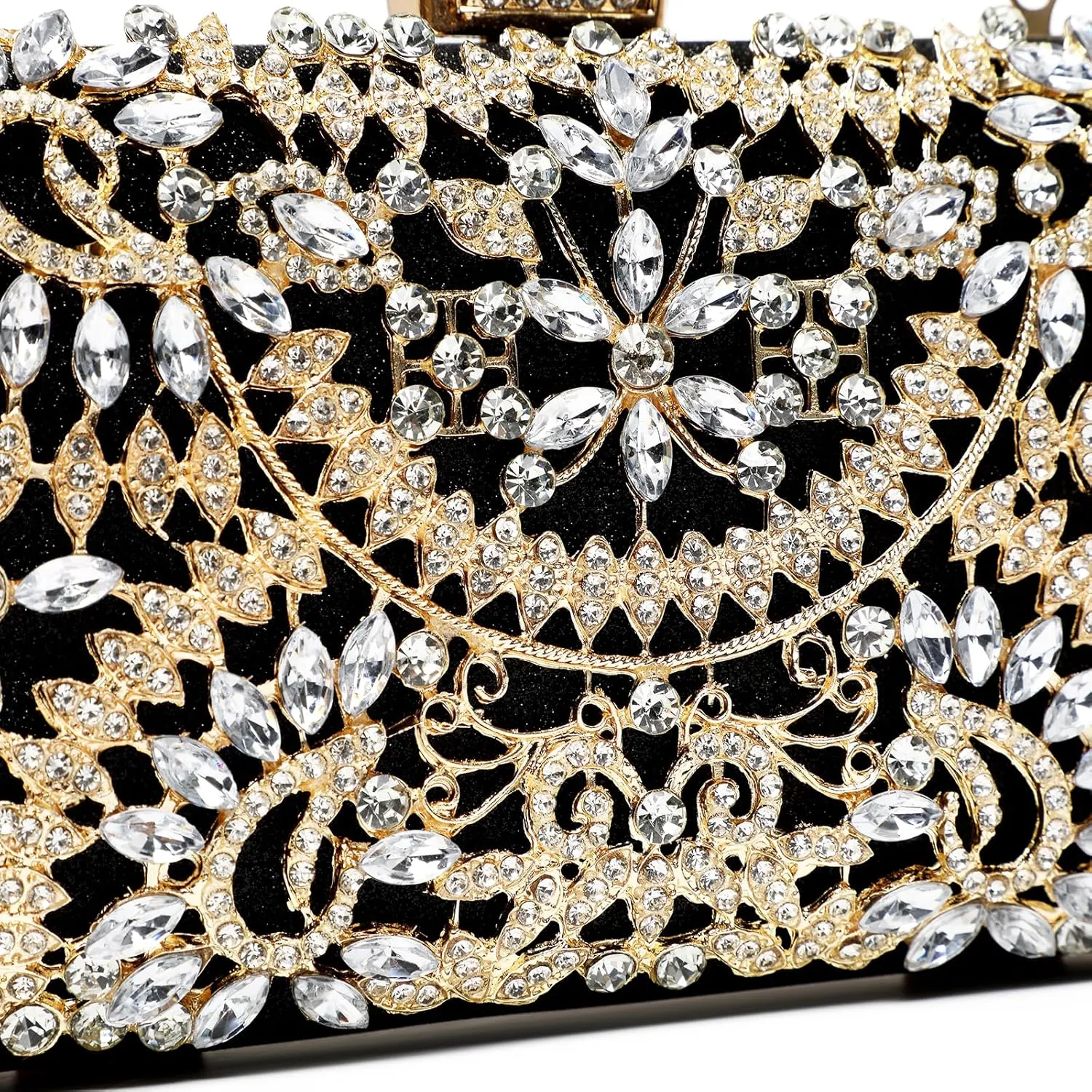 Covelin Women's Rhinestone Decorated Evening Bag, Tote Shoulder Crossbody Handbag with Chain