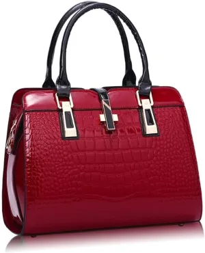 Crocodile Grain Top Handle Tote Work Bags Faux Leather Shoulder Bags with Strap Women's Handbags Satchel Purses