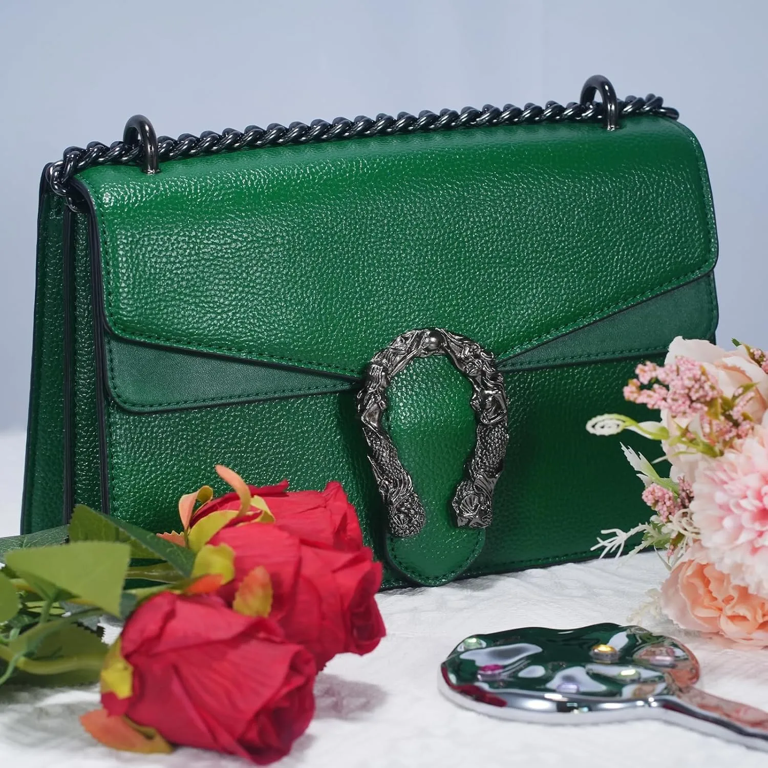 Crossbody Bag and Satchel Purse for Women Fashion Snake Print Chain Purse Luxury Shoulder Tote Bags PU Leather HandBag