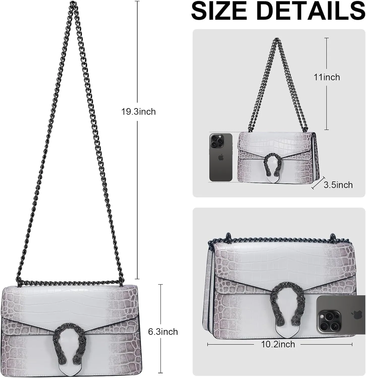 Crossbody Bag and Satchel Purse for Women Fashion Snake Print Chain Purse Luxury Shoulder Tote Bags PU Leather HandBag