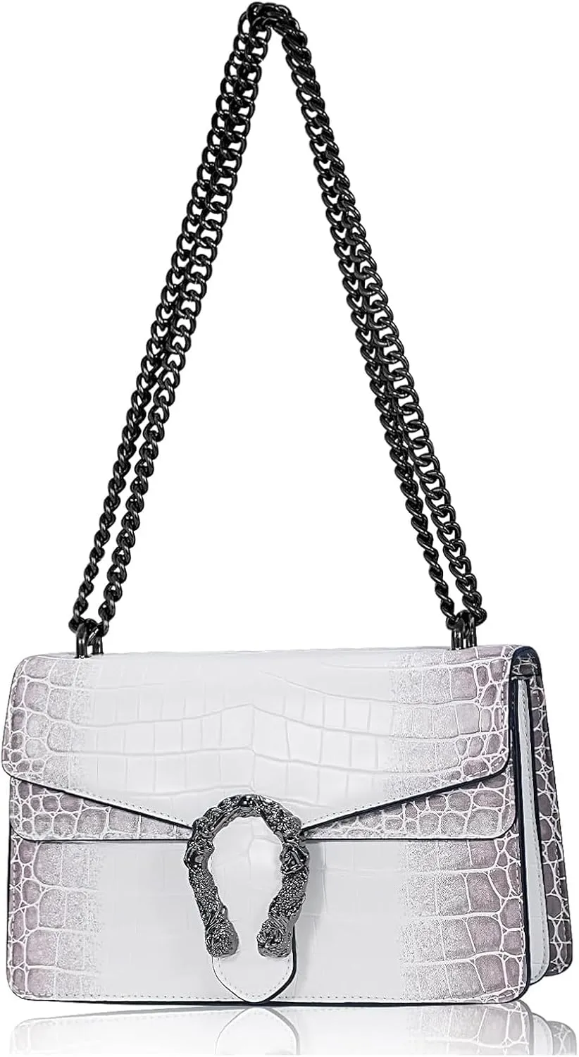 Crossbody Bag and Satchel Purse for Women Fashion Snake Print Chain Purse Luxury Shoulder Tote Bags PU Leather HandBag