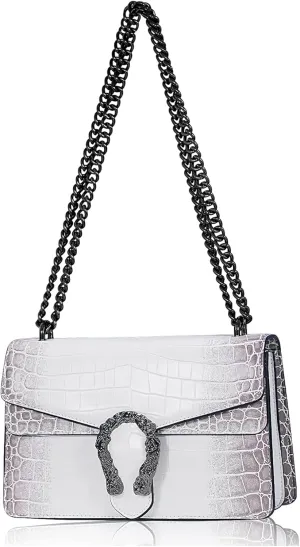 Crossbody Bag and Satchel Purse for Women Fashion Snake Print Chain Purse Luxury Shoulder Tote Bags PU Leather HandBag