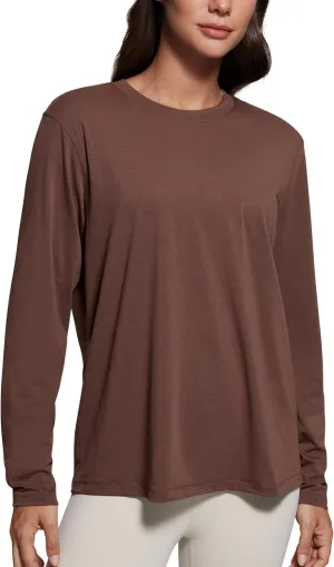 CRZ YOGA Womens Long Sleeve Tops High Crew Neck Casual Fall Shirts Basic Quick Dry Workout Athletic T-Shirt