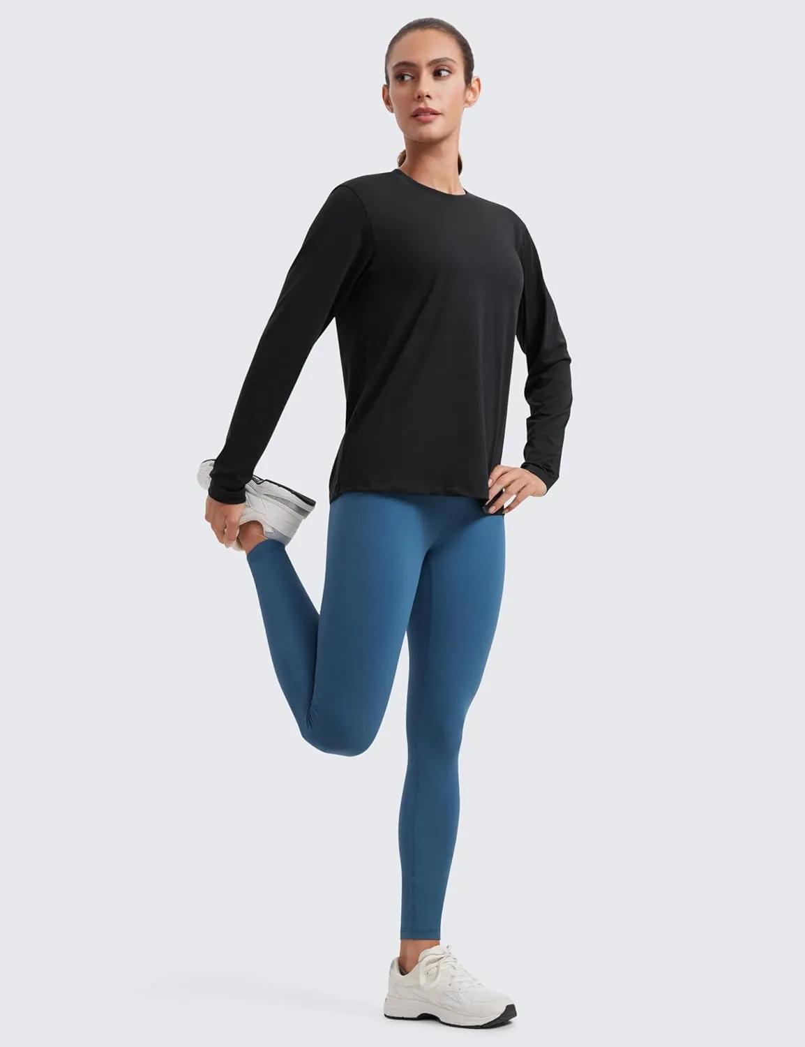CRZ YOGA Womens Long Sleeve Tops High Crew Neck Casual Fall Shirts Basic Quick Dry Workout Athletic T-Shirt