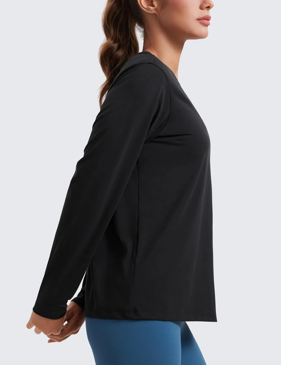 CRZ YOGA Womens Long Sleeve Tops High Crew Neck Casual Fall Shirts Basic Quick Dry Workout Athletic T-Shirt