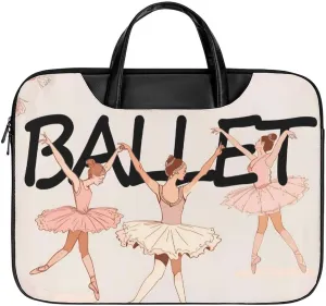 Dancer Ballet Leather Laptop Bag Laptop Briefcase Waterproof Durable Portable Bag Portable Laptop Bag Business Office 16.5 * 12.6IN