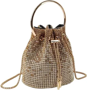 Diamond Bucket Bag For Women Rhinestones Bling Shoulder Bags FashionTote Handbag Purse Crossbody Bag For Wedding Party Prom