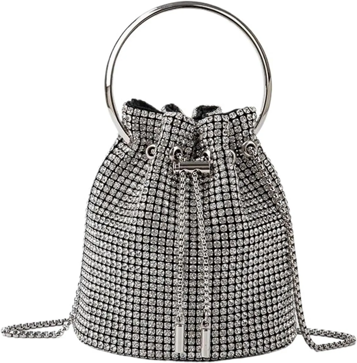Diamond Bucket Bag For Women Rhinestones Bling Shoulder Bags FashionTote Handbag Purse Crossbody Bag For Wedding Party Prom