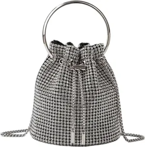 Diamond Bucket Bag For Women Rhinestones Bling Shoulder Bags FashionTote Handbag Purse Crossbody Bag For Wedding Party Prom