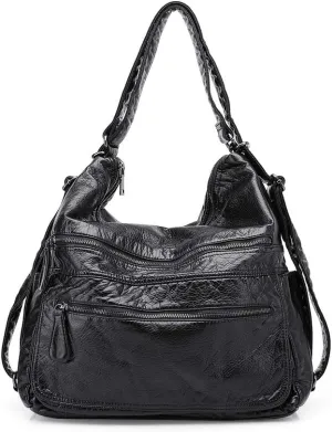 Divick Large Soft Washed Leather Purses, Handbags for Women Hobo Bags, Convertible Backpack Satchel Shoulder Crossbody Bags