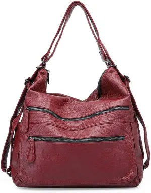 Divick Large Soft Washed Leather Purses, Handbags for Women Hobo Bags, Convertible Backpack Satchel Shoulder Crossbody Bags