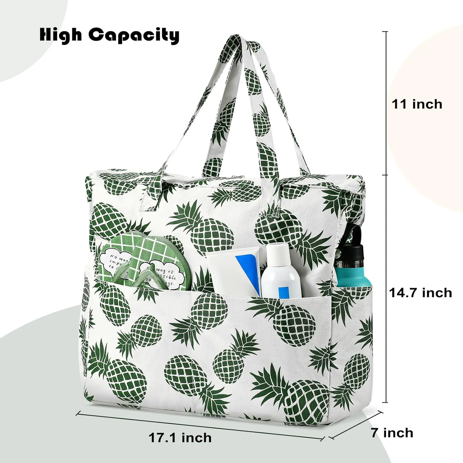 DOFOWORK Beach Bags for Women - Large Beach Bag Tote with Wet Pocket, Waterproof Sandproof with Zipper