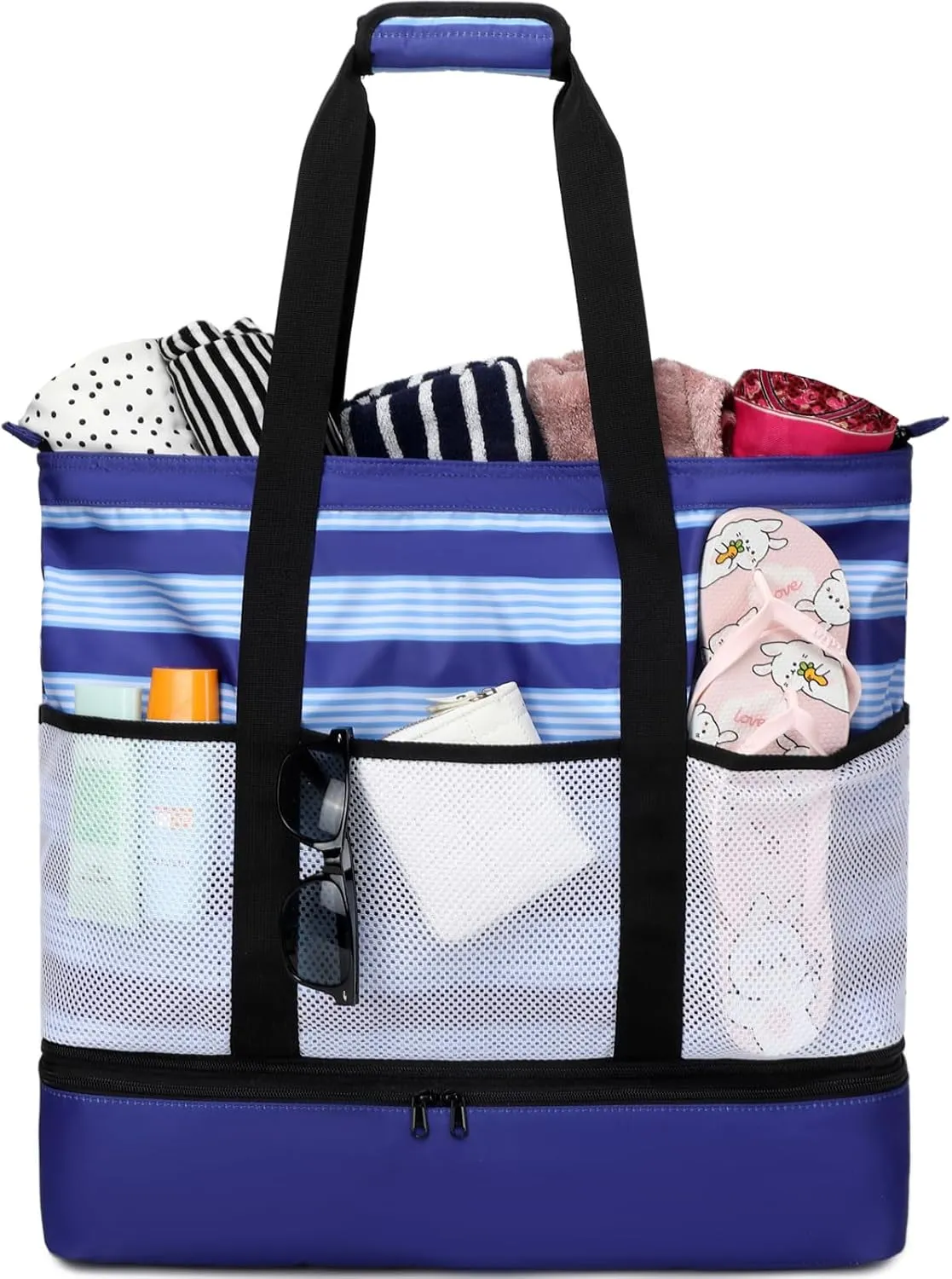 DSIUE Beach Bags with Cooler - Waterproof Sandproof Tote for Women - Large Pool Gym Travel Bag