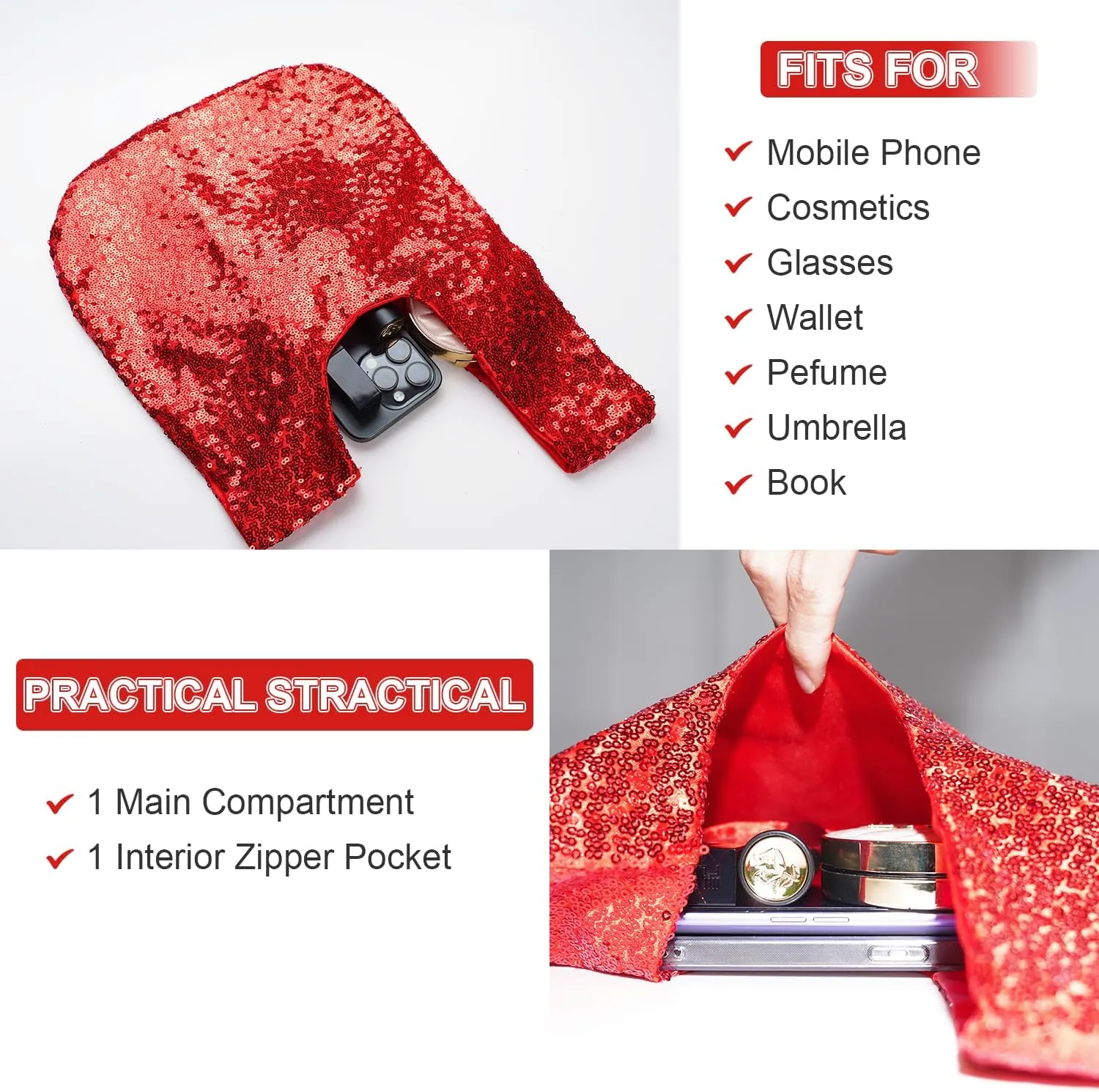 Eternal Beauty Sequin Wrist Bag, Women's Mini Portable Wristlet Knot Pouch, Sparkly Small Cute Evening Wallet Handbag Purse