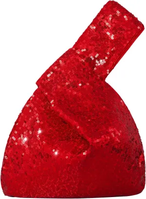 Eternal Beauty Sequin Wrist Bag, Women's Mini Portable Wristlet Knot Pouch, Sparkly Small Cute Evening Wallet Handbag Purse