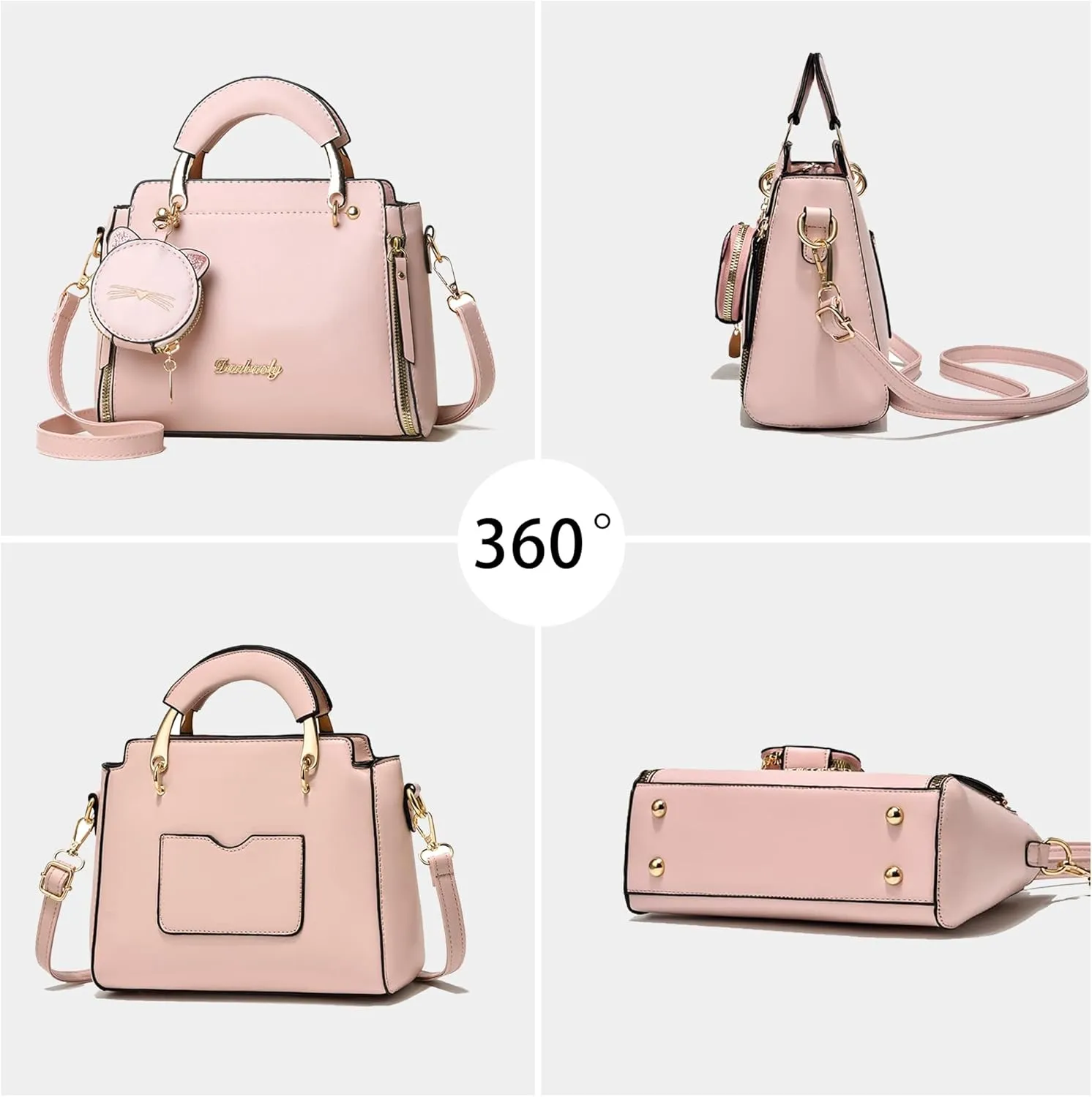 Fashion Purses and Handbags for Women Top Handle Ladies Satchel Shoulder Bags Small Cute Crossbody Bags with Kitty Purse