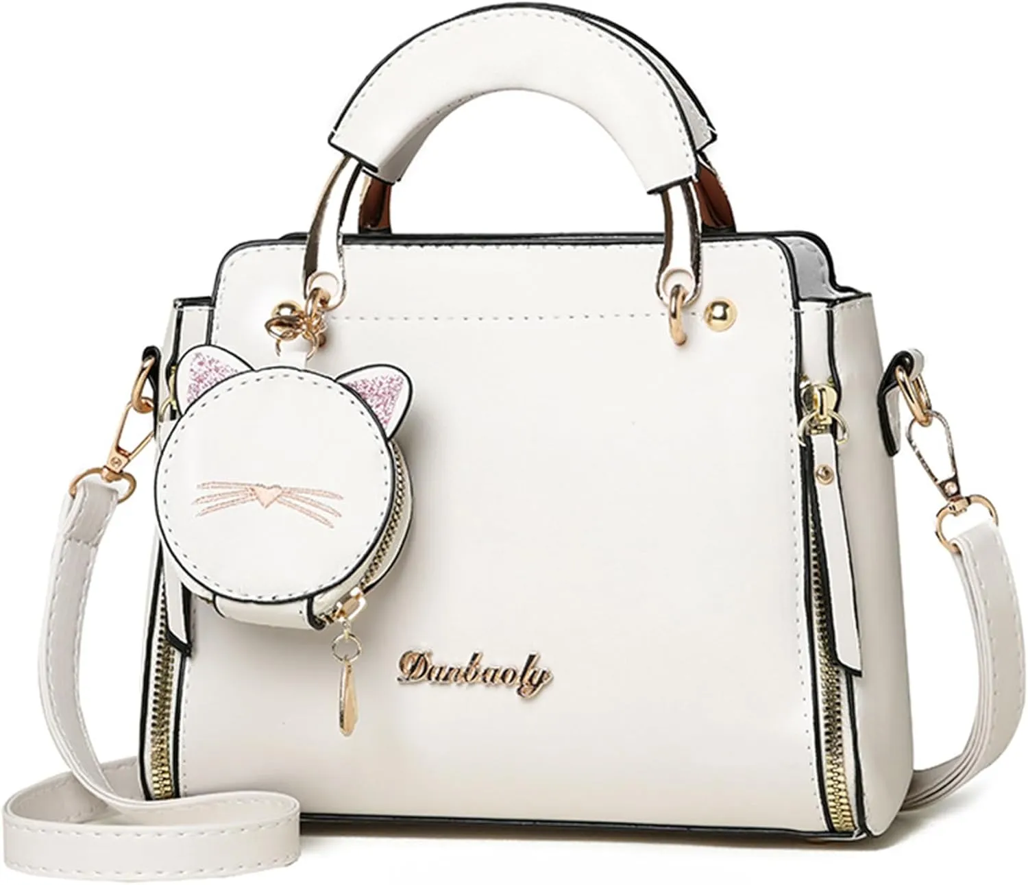 Fashion Purses and Handbags for Women Top Handle Ladies Satchel Shoulder Bags Small Cute Crossbody Bags with Kitty Purse