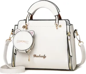 Fashion Purses and Handbags for Women Top Handle Ladies Satchel Shoulder Bags Small Cute Crossbody Bags with Kitty Purse