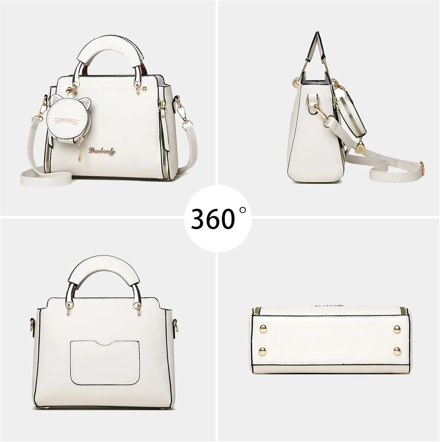 Fashion Purses and Handbags for Women Top Handle Ladies Satchel Shoulder Bags Small Cute Crossbody Bags with Kitty Purse