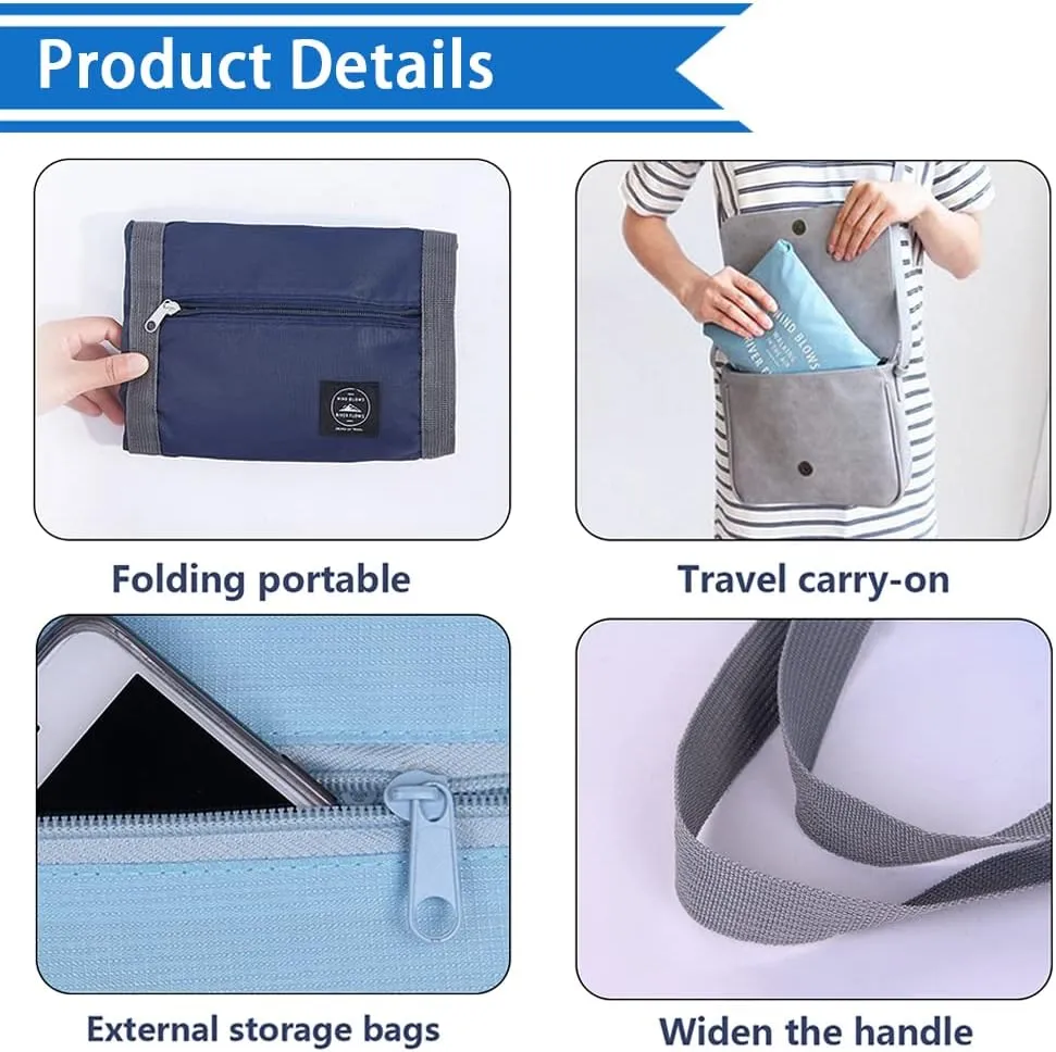 Foldable Travel Duffel Bag Tote Carry on Luggage Bag Spirit Airlines Personal item Sports Gym Bag Water Resistant Weekender Overnight Bags for Women and Men (Blue)