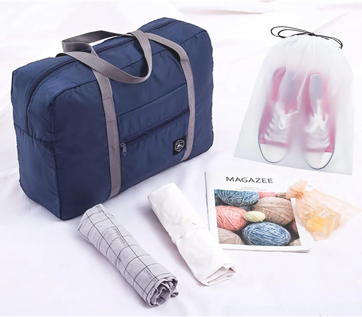 Foldable Travel Duffel Bag Tote Carry on Luggage Bag Spirit Airlines Personal item Sports Gym Bag Water Resistant Weekender Overnight Bags for Women and Men (Blue)