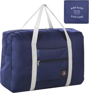 Foldable Travel Duffel Bag Tote Carry on Luggage Bag Spirit Airlines Personal item Sports Gym Bag Water Resistant Weekender Overnight Bags for Women and Men (Blue)