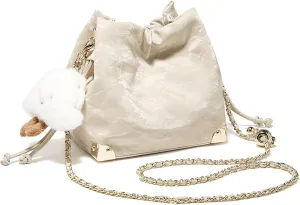 FOXLOVER Chamois Crossbody bags for women Small Bucket Velvet Fabric Soft Leather Purses Design Pearlescent Chain Straps