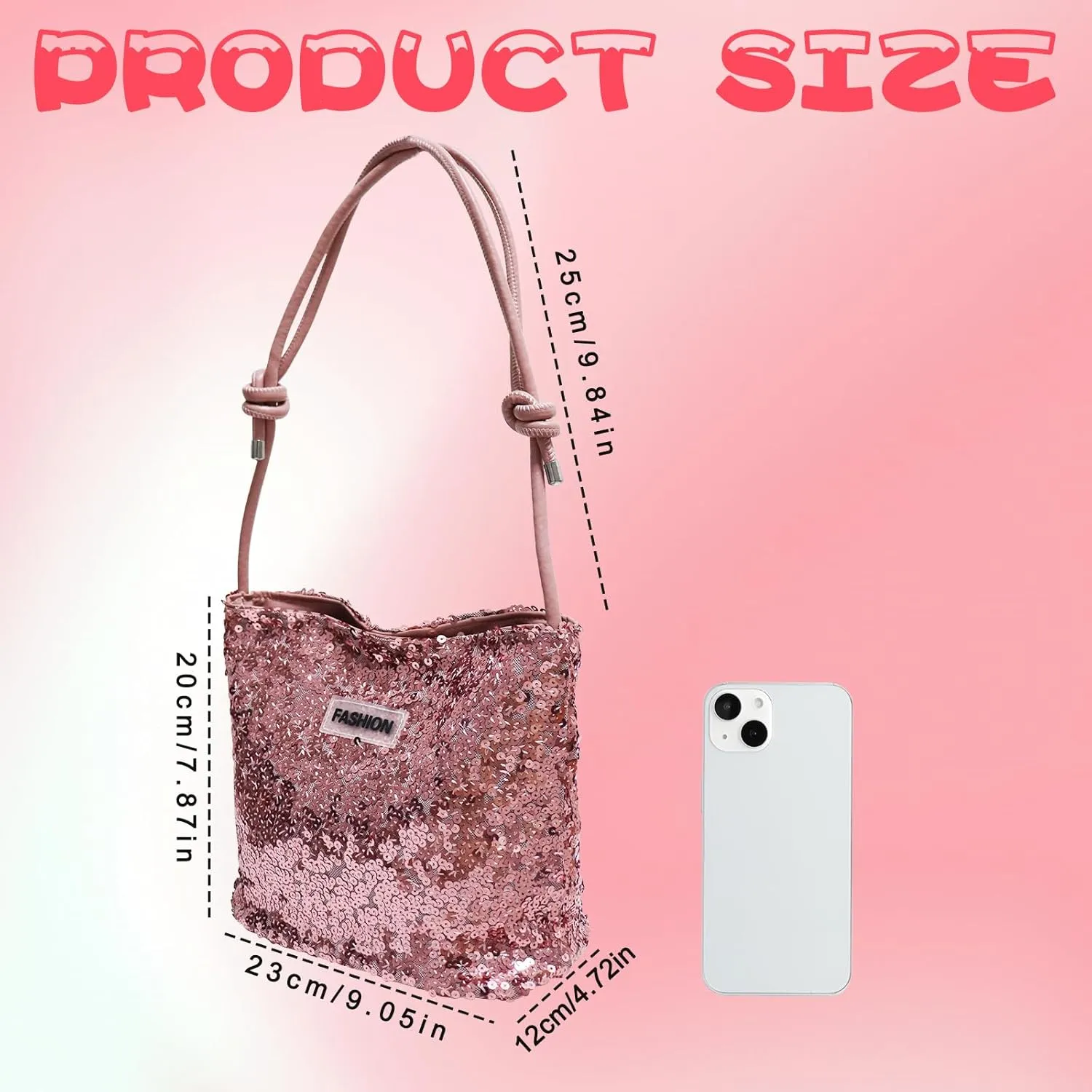 FuninCrea Sequin Shoulder Bag for Women, Womens Handbags Shiny Small Handbag Shoulder Purse Glitter Evening Clutch Bag