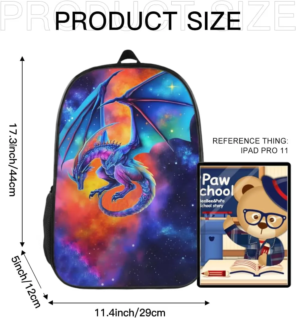 Funny Backpack Dragon Backpack Aesthetic Bookbag Black Simple Modern Lightweight Backpack With Mesh Side Pocket Large Laptop Backpack