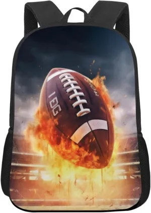 Funny Backpack Football Backpack Aesthetic Bookbag Black Simple Modern Lightweight Backpack With Mesh Side Pocket Large Laptop Backpack