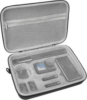 GEEKRIA Action Camera Protective Case Carrying Case, Compatible with DJI Osmo Action 5 Pro/4/3 Action Camera, Travel Storage Bag with Cable Storage (Dark Grey)