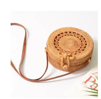 Hand Woven Round Straw Bag