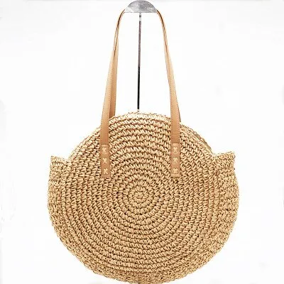 Hand Woven Round Straw Bag