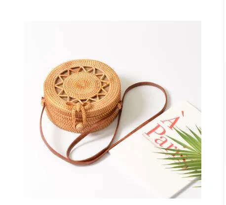 Hand Woven Round Straw Bag
