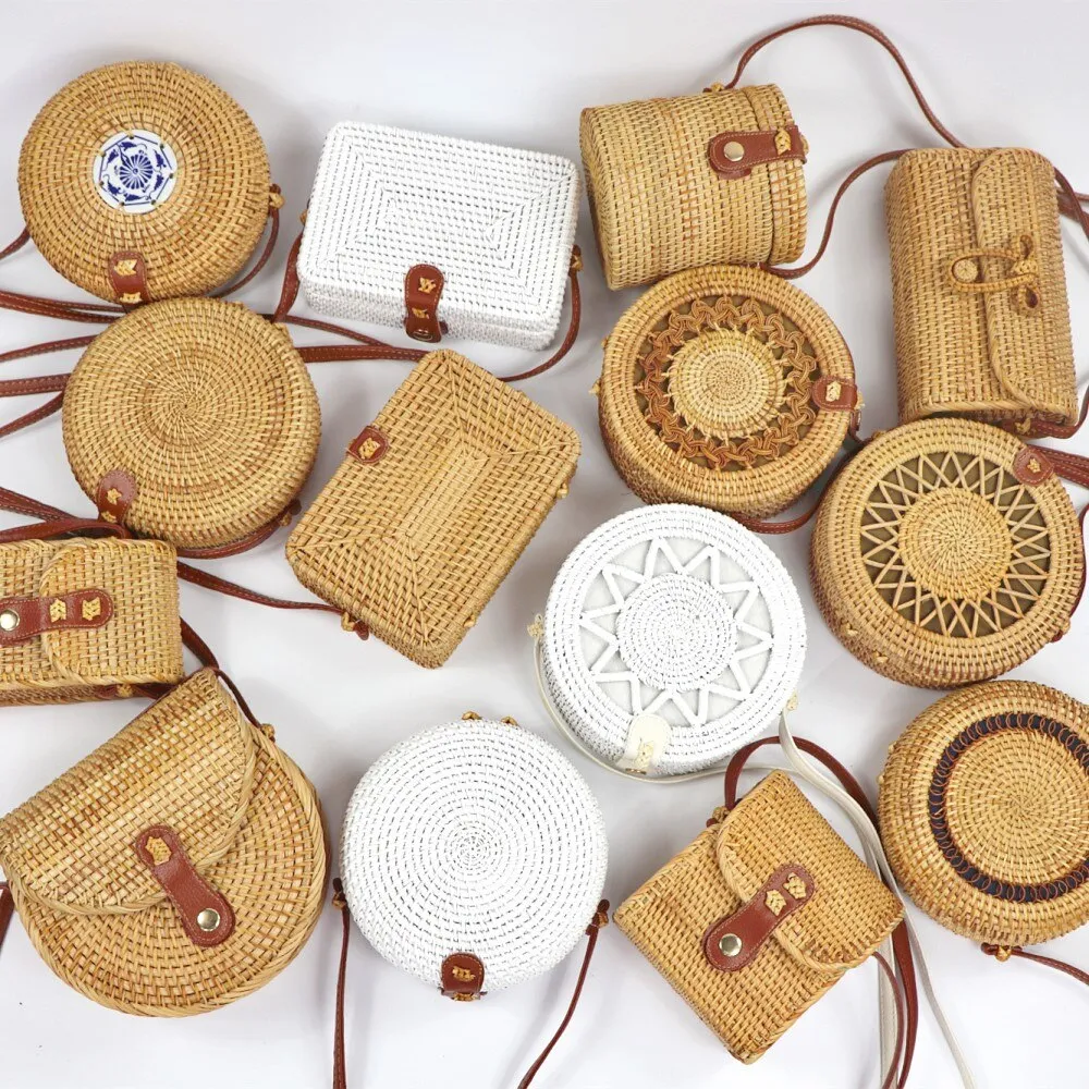 Hand Woven Round Straw Bag