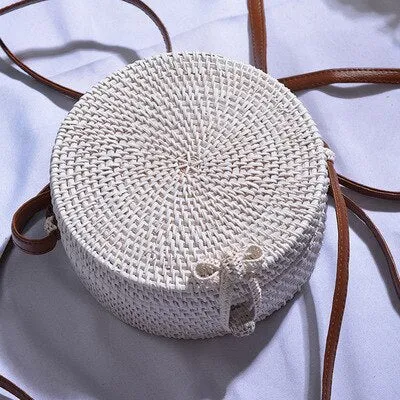 Hand Woven Round Straw Bag