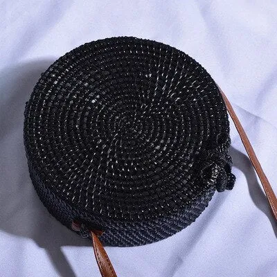 Hand Woven Round Straw Bag