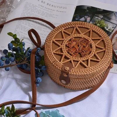 Hand Woven Round Straw Bag