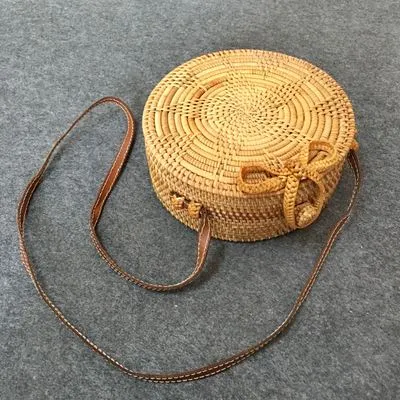 Hand Woven Round Straw Bag