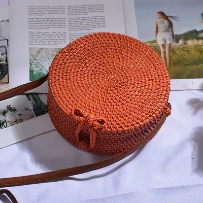Hand Woven Round Straw Bag