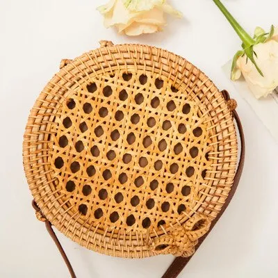 Hand Woven Round Straw Bag
