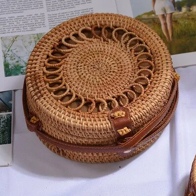 Hand Woven Round Straw Bag