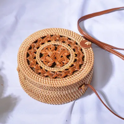 Hand Woven Round Straw Bag