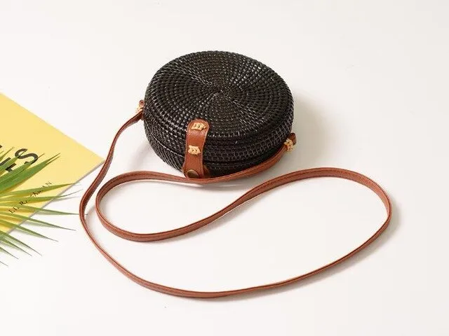 Hand Woven Round Straw Bag