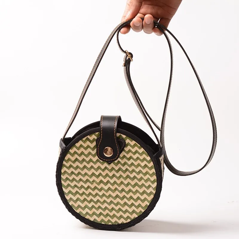 Hand Woven Round Straw Bag