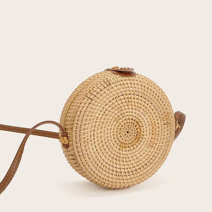 Hand Woven Round Straw Bag
