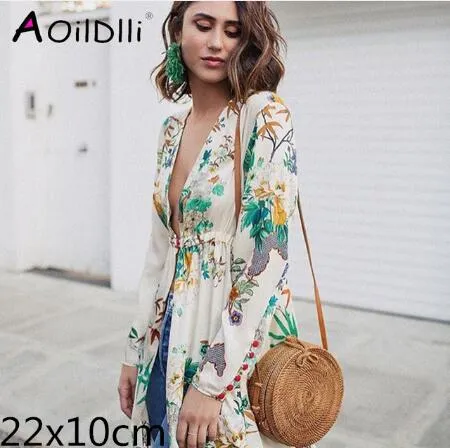 Hand Woven Round Straw Bag